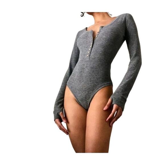 Free People Intimately Henley Thermal Bodysuit Size X Small New‎ - Picture 1 of 16